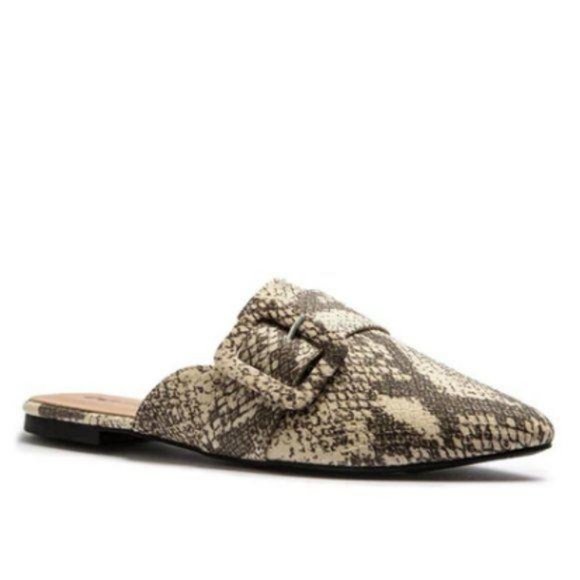 Faux Suede Buckle Mule in Snake - Picture 2 of 7